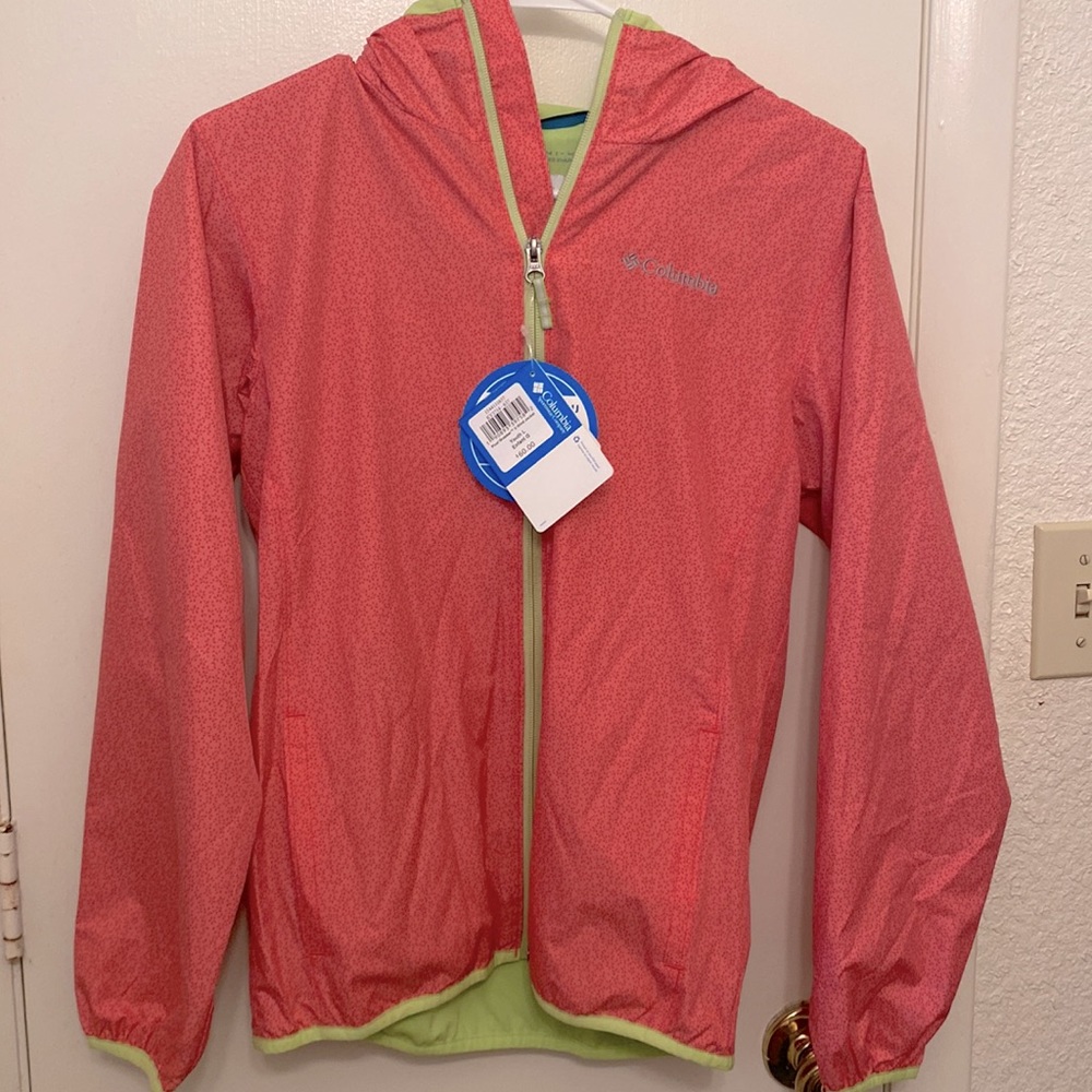 Columbia Wind Jacket - Pink/Green - Youth Large (14/16)